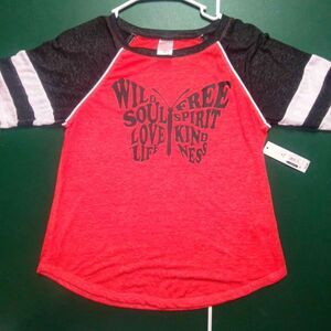 Lightweight Red/Black Raglan T-shirt - Wild Soul - Juniors Medium - New
